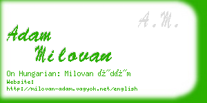 adam milovan business card